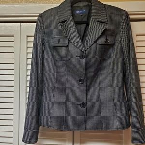 JONES NEW YORK SIGNATURE stripe black& white Blazer Jacket Size 12
